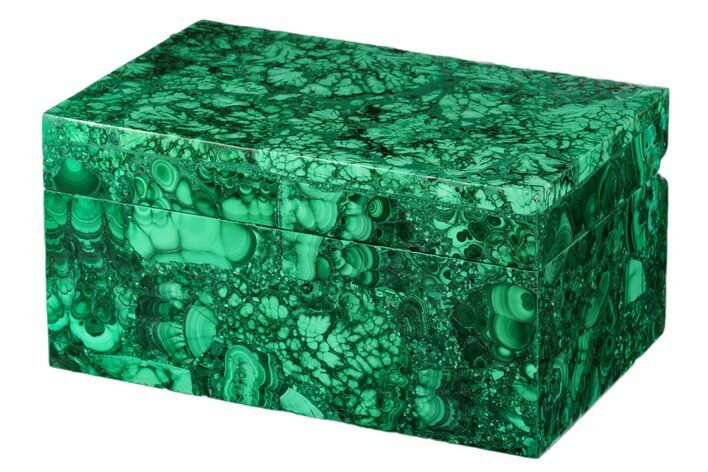 Flowery, Hinged Malachite Jewelry Box - Congo #176056